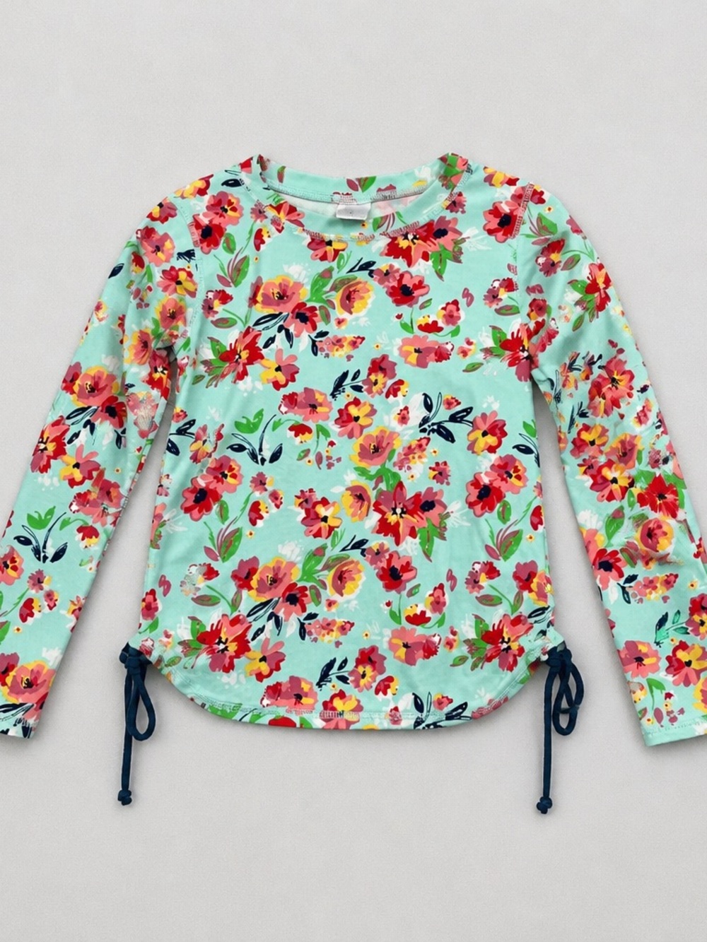 Ruffle Butts Mint Floral Long Sleeve Tee with Bright Flower Print size 6